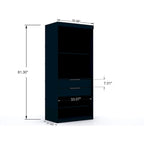 3-Piece Corner Wardrobe with 4 Drawers - Wood and Metal