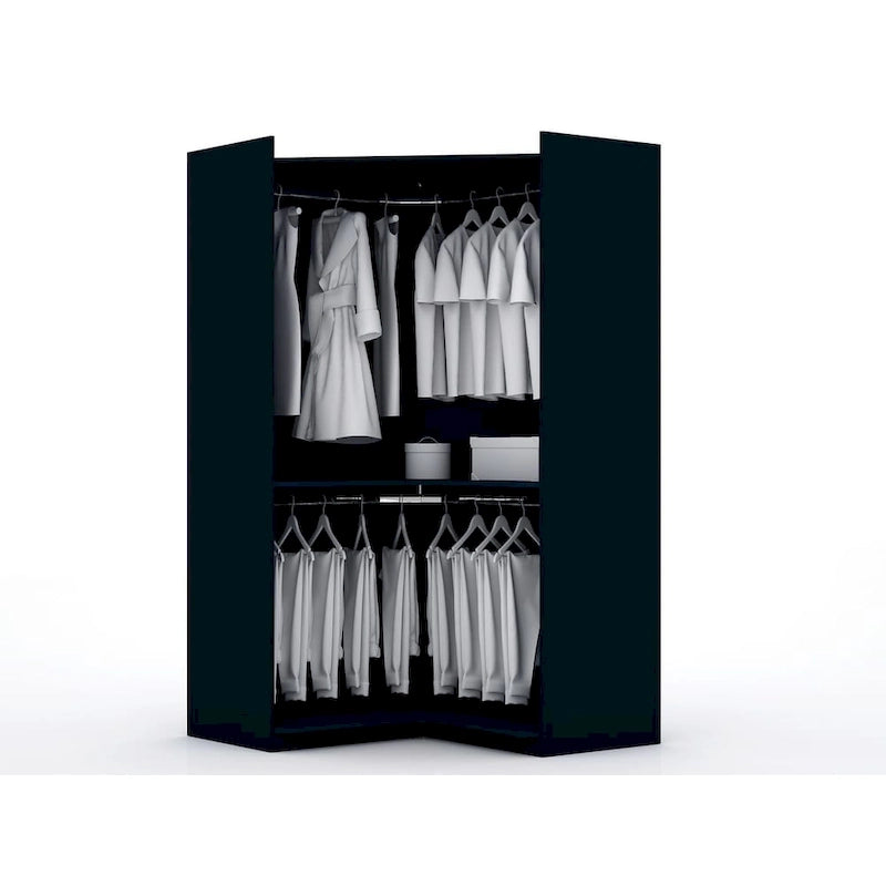 3-Piece Corner Wardrobe with 4 Drawers - Wood and Metal