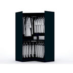 3-Piece Corner Wardrobe with 4 Drawers - Wood and Metal