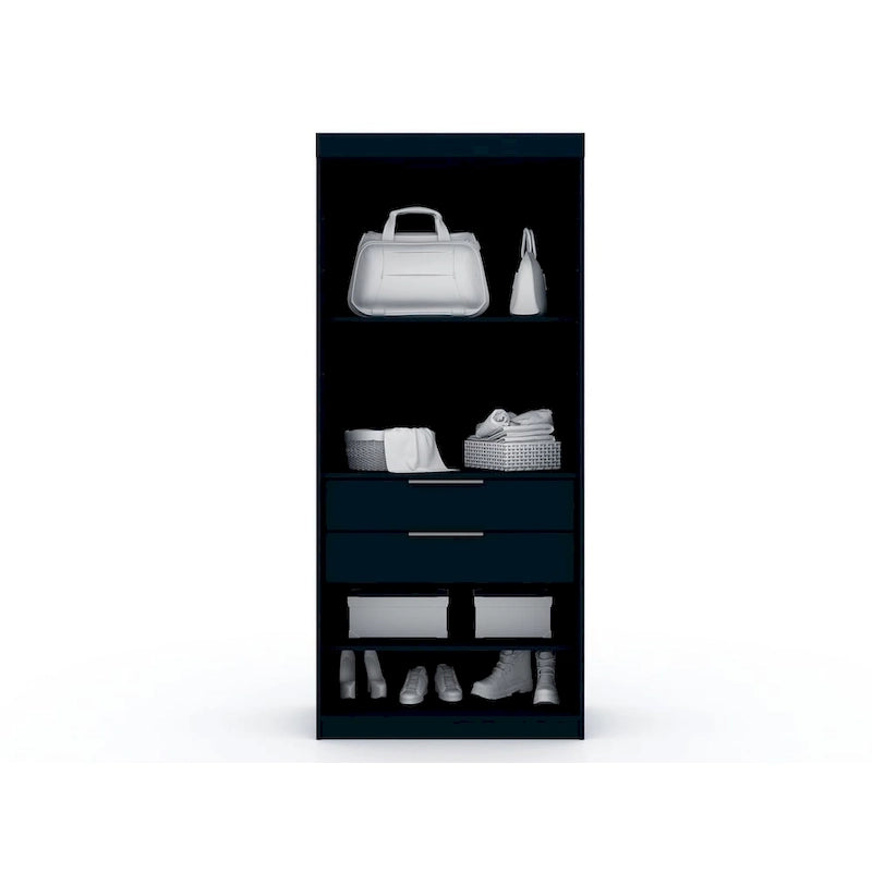 3-Piece Corner Wardrobe with 4 Drawers - Wood and Metal