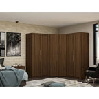 3-Piece Corner Wardrobe with 4 Drawers - Wood and Metal