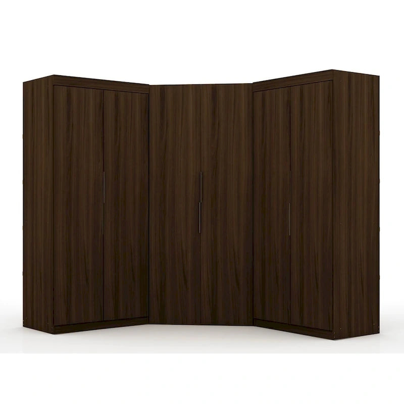 3-Piece Corner Wardrobe with 4 Drawers - Wood and Metal