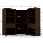 3-Piece Corner Wardrobe with 4 Drawers - Wood and Metal