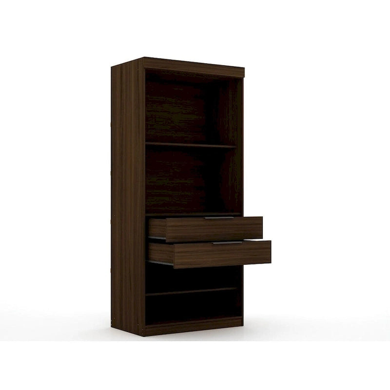 3-Piece Corner Wardrobe with 4 Drawers - Wood and Metal