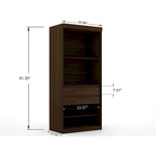 3-Piece Corner Wardrobe with 4 Drawers - Wood and Metal