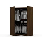 3-Piece Corner Wardrobe with 4 Drawers - Wood and Metal