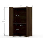 3-Piece Corner Wardrobe with 4 Drawers - Wood and Metal