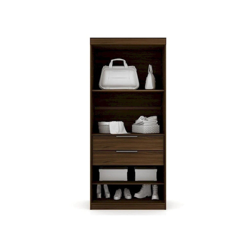 3-Piece Corner Wardrobe with 4 Drawers - Wood and Metal