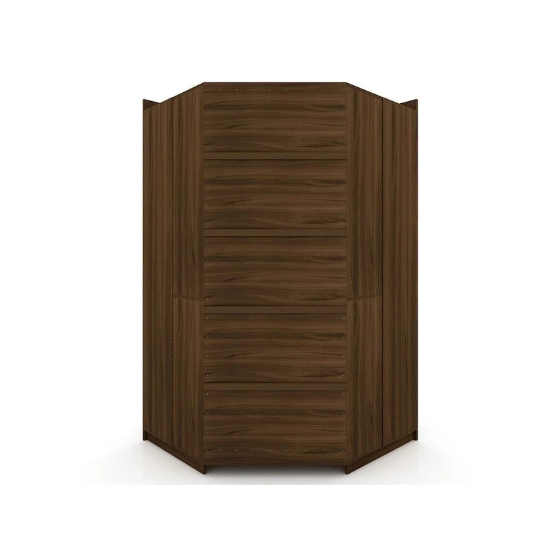 3-Piece Corner Wardrobe with 4 Drawers - Wood and Metal