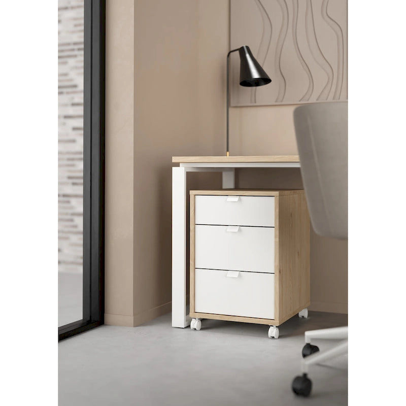 3-Drawer Mobile Cabinet with Wheels - Engineered Wood