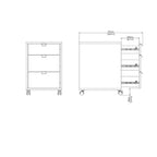3-Drawer Mobile Cabinet with Wheels - Engineered Wood