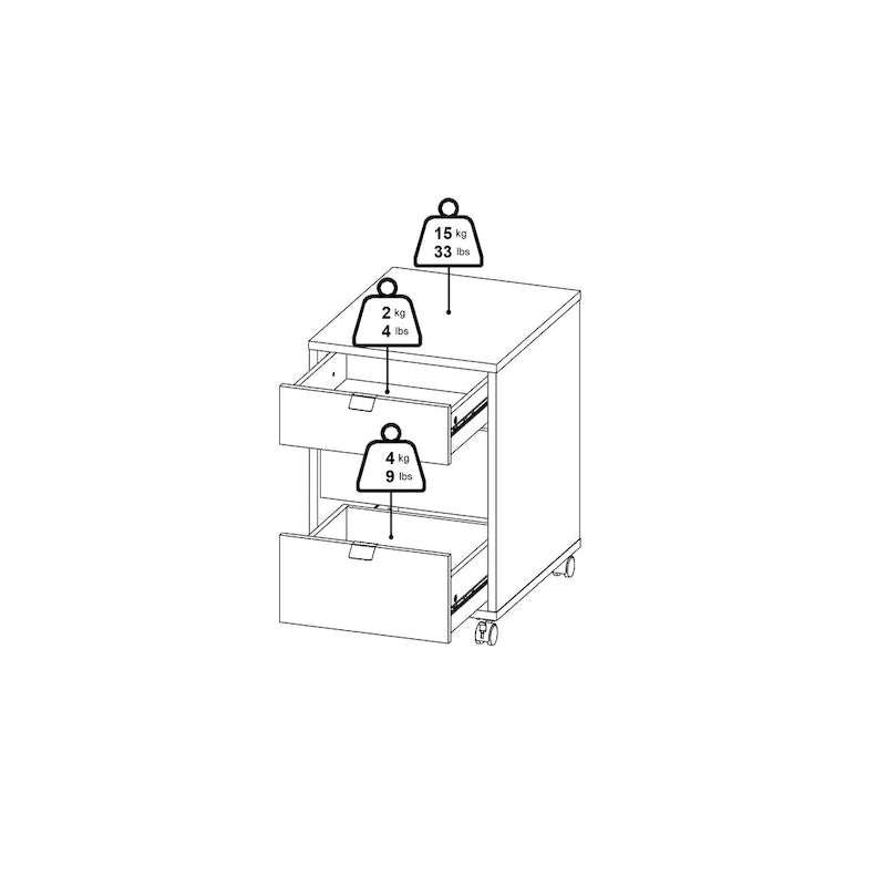 3-Drawer Mobile Cabinet with Wheels - Engineered Wood