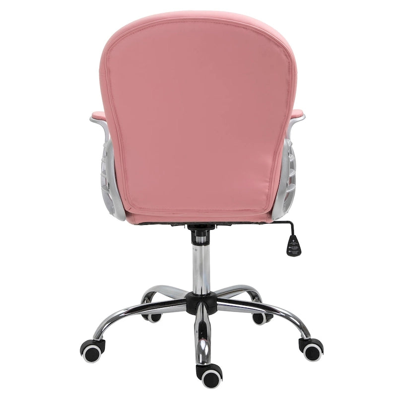 Faux Leather Office Chair with Tufted Backrest and Swivel Wheels