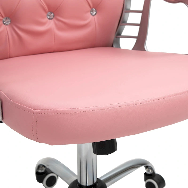 Faux Leather Office Chair with Tufted Backrest and Swivel Wheels