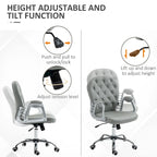 Faux Leather Office Chair with Tufted Backrest and Swivel Wheels