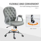 Faux Leather Office Chair with Tufted Backrest and Swivel Wheels