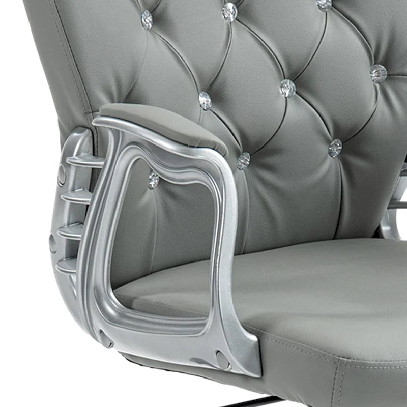 Faux Leather Office Chair with Tufted Backrest and Swivel Wheels