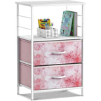 Nightstand 2-Drawer Shelf Storage - Bedside Furniture End Table Chest