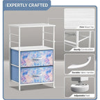 Nightstand 2-Drawer Shelf Storage - Bedside Furniture End Table Chest