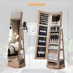 22 Wide Rotatable Jewelry Armoire with Mirror - N/A