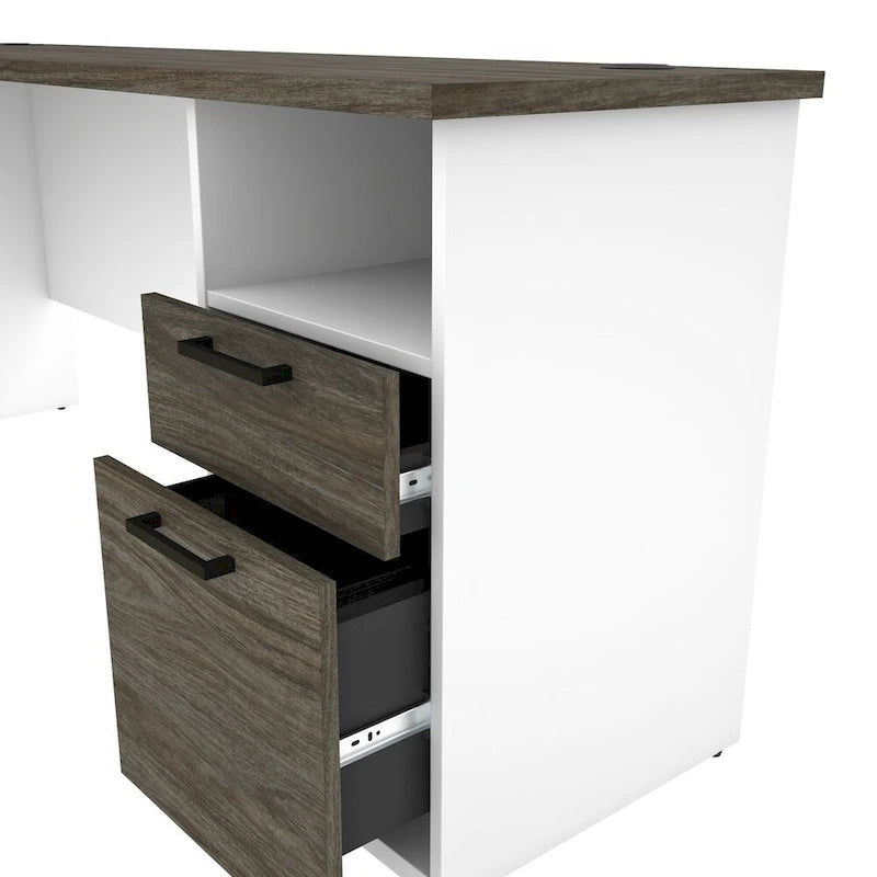 Bestar Norma L-shaped Desk with Hutch