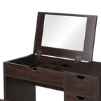 DH BASIC Modern Walnut 36 Storage Vanity and Stool Set by Denhour