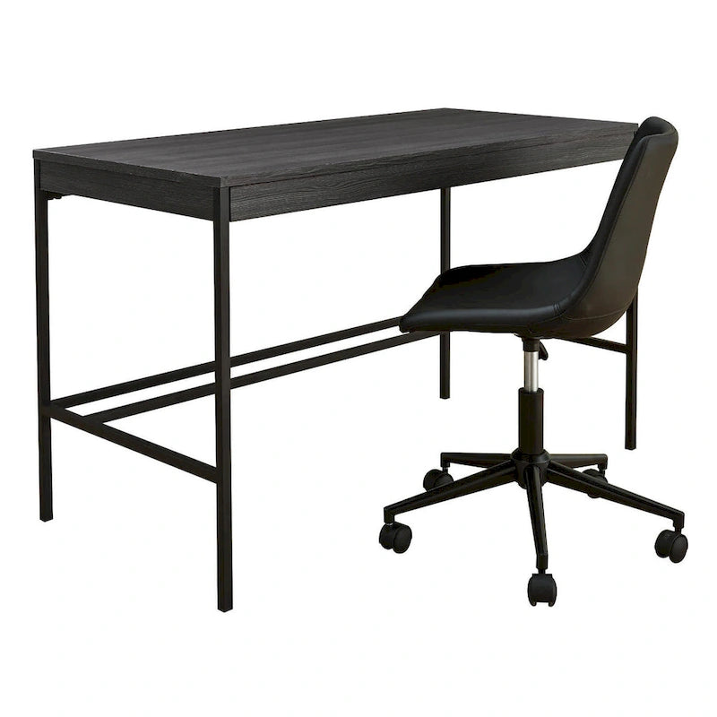Black Faux Leather Swivel Desk Chair with Bucket Seat