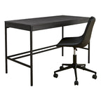 Black Faux Leather Swivel Desk Chair with Bucket Seat