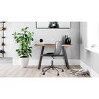 Black Faux Leather Swivel Desk Chair with Bucket Seat