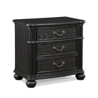 Aliana 3 Piece Black Modern Contemporary Solid Wood, Veneers Fabric Upholstered Bedroom Set