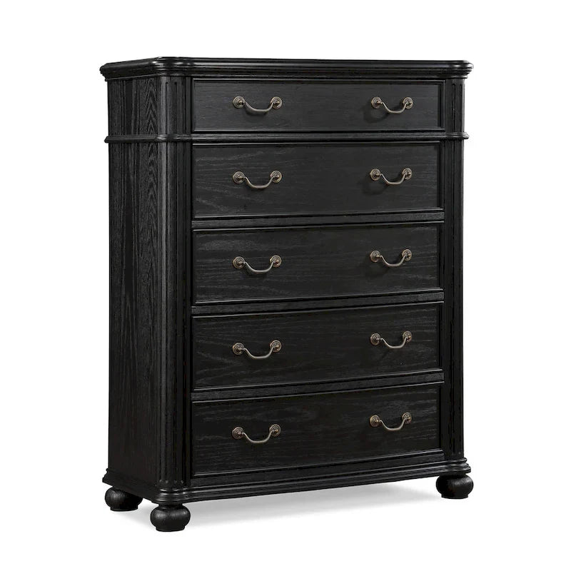 Aliana 3 Piece Black Modern Contemporary Solid Wood, Veneers Fabric Upholstered Bedroom Set