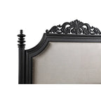 Aliana 3 Piece Black Modern Contemporary Solid Wood, Veneers Fabric Upholstered Bedroom Set