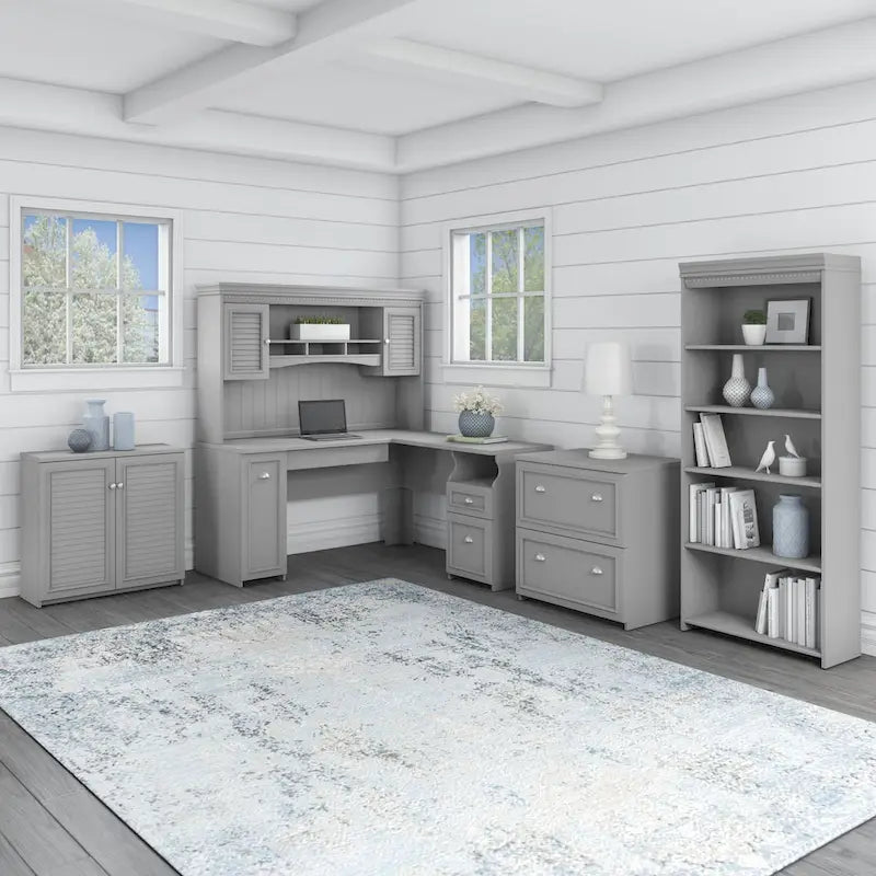 Fairview 60W Desk with Hutch, and Storage Set by Bush Furniture
