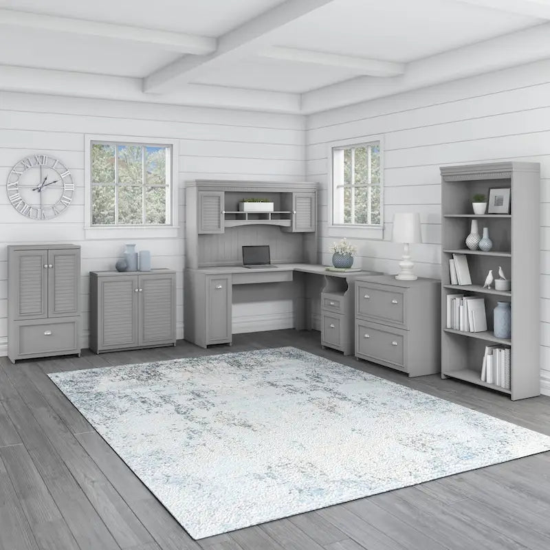 Fairview 60W Desk with Hutch, and Storage Set by Bush Furniture