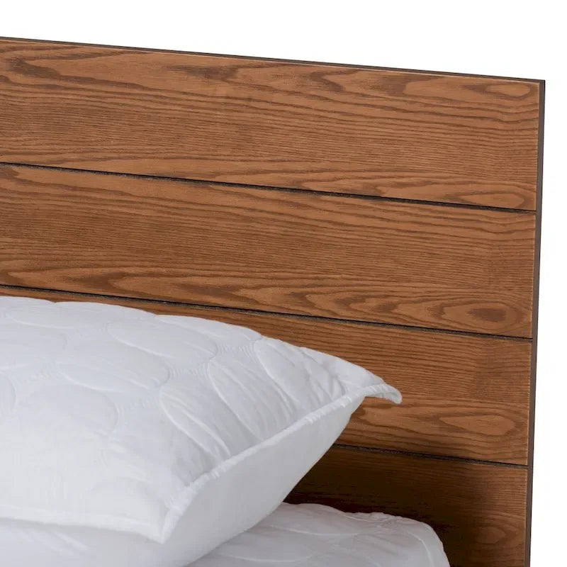 Carbon Loft Dehaney Ash Walnut Finish Platform Bed with Shelves