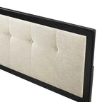 Marlin Traditional Beige Fabric Button Tufted King Size Black Wooden Headboard