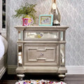 Eaen Glam Silver Wood 2-Drawer Nightstand by Furniture of America