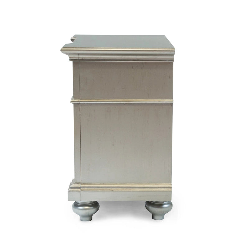 Table de chevet à 2 tiroirs en bois argenté Eaen Glam de Furniture of America