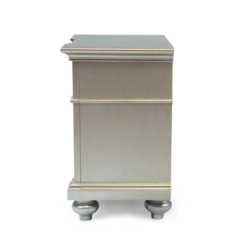 Table de chevet à 2 tiroirs en bois argenté Eaen Glam de Furniture of America