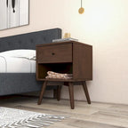 Table de chevet en noyer de style Mid-Century Modern