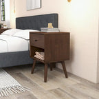 Table de chevet en noyer de style Mid-Century Modern