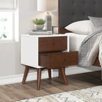 Table de chevet en noyer de style Mid-Century Modern
