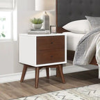 Table de chevet en noyer de style Mid-Century Modern