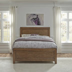 Lit queen en bois de finition caramel Wallace de Carbon Loft