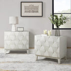 Ethe Mid-Century 2-Drawer Storage Nightstand with Adjustable Solid Wood legs and Charging Station Set of 2 By HULALA HOME