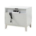 Ethe Mid-Century 2-Drawer Storage Nightstand with Adjustable Solid Wood legs and Charging Station Set of 2 By HULALA HOME