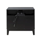 Ethe Mid-Century 2-Drawer Storage Nightstand with Adjustable Solid Wood legs and Charging Station Set of 2 By HULALA HOME