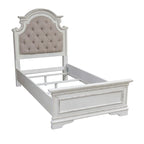 Antique White Upholstered Panel Bed with Tufted Chenille - Multiple Sizes
