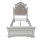 Antique White Upholstered Panel Bed with Tufted Chenille - Multiple Sizes