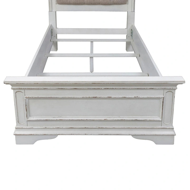 Antique White Upholstered Panel Bed with Tufted Chenille - Multiple Sizes